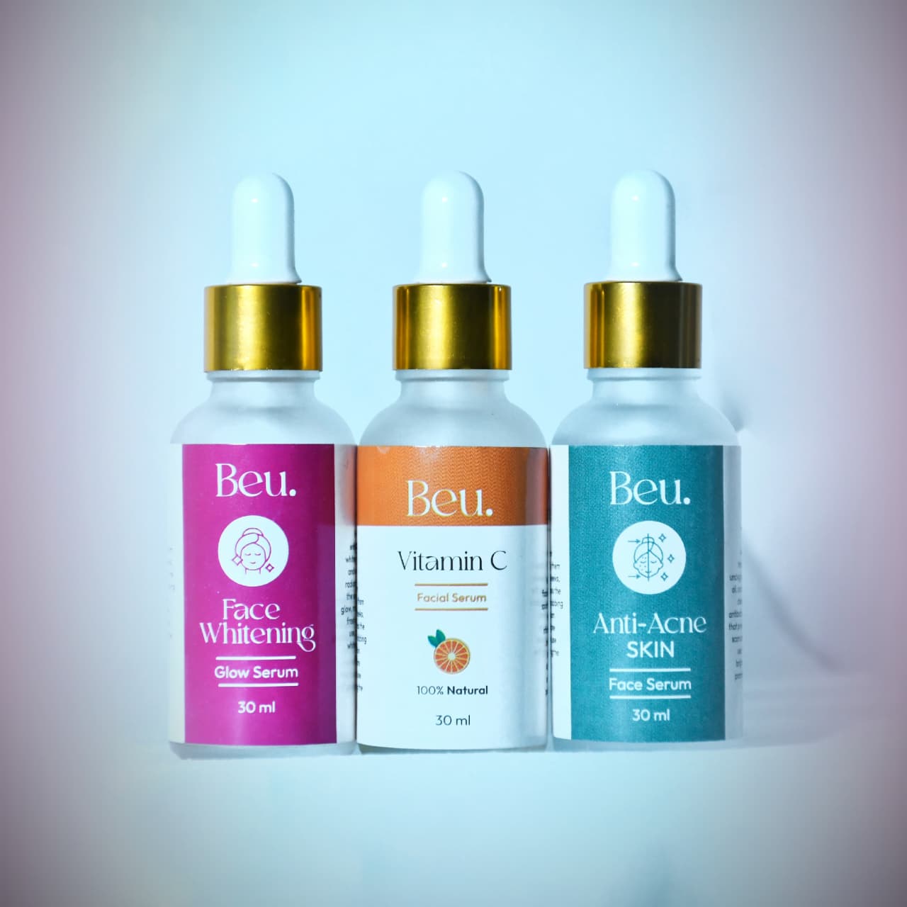 Beu Complete Skin Care Bundle (Glow + Vitamin C + Anti-Acne Serums)